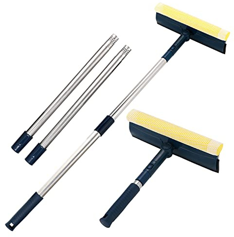 Loulicia Raclette de Fenêtre Professionnelle 2 en 1, 25 cm, Outil de Nettoyage de Vitres, Bleu