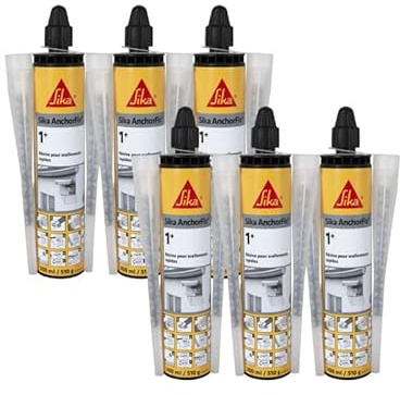 Lot de 6 résines de scellement chimique rapide SIKA Anchorfix-1 Plus - Ton pierre - 300ml