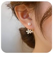 Yienate Boho Perle Ohr Manschette Wrap Ohrring Gold Kristall Blume Ohr Jacke Ohrring Anweisung Perlenpiercing Wrap Ohrstecker Strass Flora Crawler Kletterer Ohrringe Schmuck Für Frauen Und Mädchen