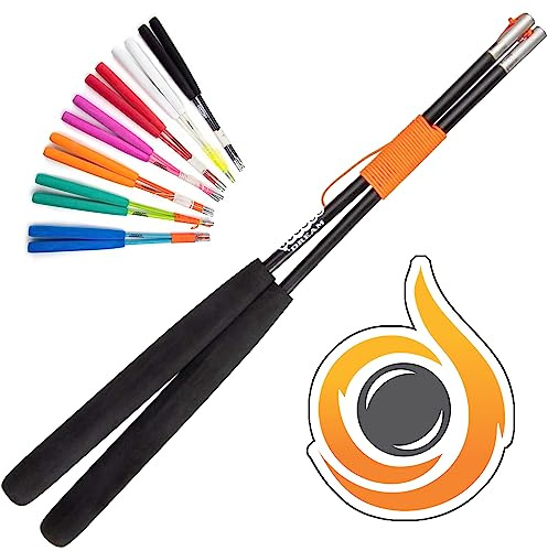 JD Pro Fibreglass Diabolo Handsticks, Fitted With Super Smooth String - Pro Diablo Sticks With Cascade Sticker (Black)