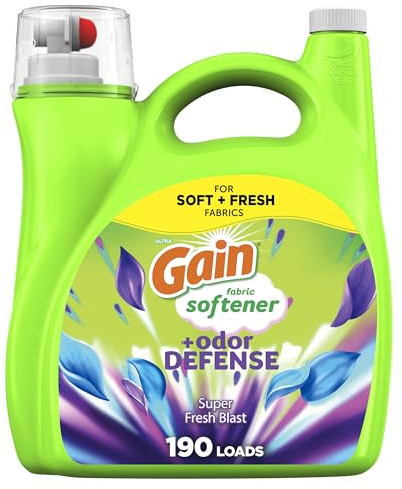 Gain Super Fresh Blast Liquid Odor Defense Fabric Softener, 140 FL OZ 190 Load, Softening Laundry Conditioner for 2 in 1 Freshness plus Odor Protection