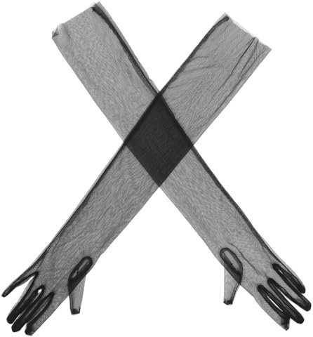 COLLBATH Damenhandschuhe aus Mesh Tüll Schwarze Hochzeits und Partyhandschuhe Leicht und Atmungsaktiv für Braut und Feier
