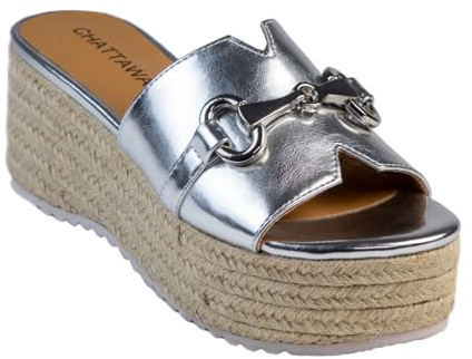 CHATTAWAK Mujer 18HCHLOEARGENT40 Sandalia con tacón Plateado, 40 EU, Plata, 40 EU