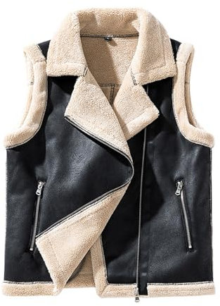 Weste Herren Slim Fit Revers Polar Fleece Basic Weste Herren Casual Verdicken Warm Taschen Weste Herren Klassisch Komfortabel All-Match Outdoor Weste Für Herren A-Black M