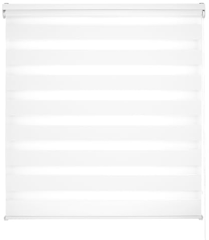 Blindecor Estor Enrollable Noche y día, Color Blanco, Estor de 160 x 180 cm (Ancho x Alto) | Tamaño de la Tela 157 x 175 cm | Estores Noche y Dia para Ventanas