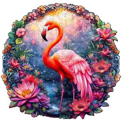 Jigfoxy Holzpuzzle Erwachsene, Flamingo Puzzle Erwachsen, Wooden Puzzle Holz Puzzle Erwachsen Und Kinder, Einzigartiges Lernspielzeug in Tierform für Freunde der Familie XL