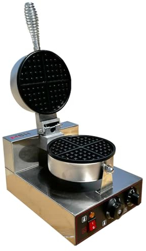 MBH - Máquina de gofres redonda profesional para hostelería. Gofrera industrial eléctrica para cafetería, bar y restaurante.