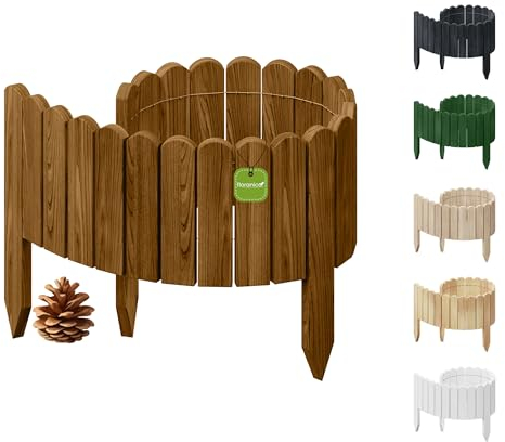 Floranica Rollborder Recinzione in legno flessibile 100 x 30 cm Marrone (accorciabile) Legno di pino Bordatura aiuole prato Staccionata in legno Decorazione da giardino