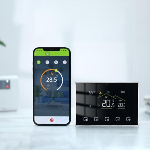 Termostato inteligente de aire acondicionado, WiFi inteligente central termostato de aire acondicionado control de voz para Tuya Smart, 5+1+1 seis períodos programables