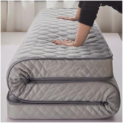 RUIPUOWNO Doppelmatratze, Faltbare Futonmatratze für Boden, 9 cm japanische Tatami-Schwammmatratze, Extra Dicke atmungsaktive Schlafmatratze, Futonmatratze für Schlafsäle,Grau,71x79