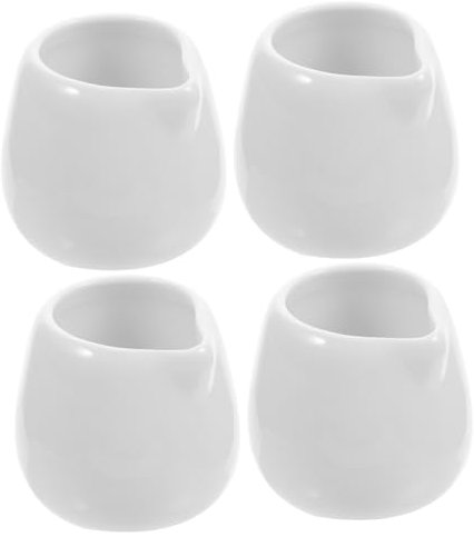 PAMINGONO 4 Pièces Saucières en Céramique Blanche Miniatures avec Bec Verseur, Distributeurs de Sauce Pratiques et Résistants, pour Repas et Barbecues
