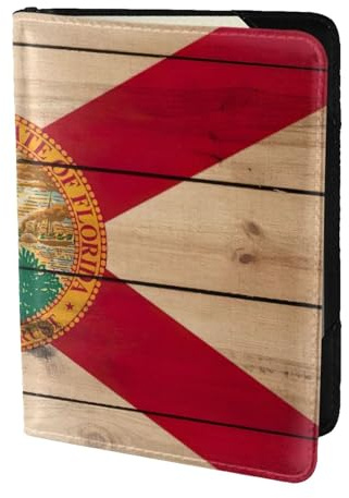 Florida bandiera del grano del legno stampa del raccoglitore del passaporto del raccoglitore di viaggio caso per la famiglia in pelle passaporto copertura per uomini donne,, nero, Taglia unica