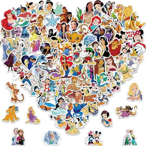 100PCS Cartoon Style Stickers Pack for Kids，Waterproof Vinyl Stickers Bulk - Cute Princess & Movie Character Decals for Water Bottles, Laptops, School Rewards, Party Favors (Cartoon Movie Character)