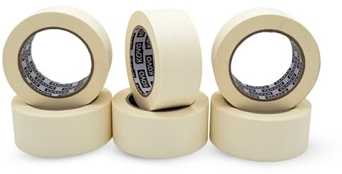 KOVO Masking Tape – 6 Rolls White Masking Tape 48mm x 50m | Painter’s Tape for Decorating, Crafts, DIY, Office & Home Use Premium