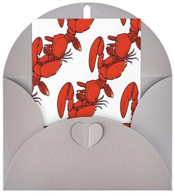 Hochwertige Perlglanz-Grußkarten mit rotem Hummer-Druck, mit grauen Umschlägen, schimmernde Geburtstags-, Weihnachts- und Hochzeitskarten, innen blanko.