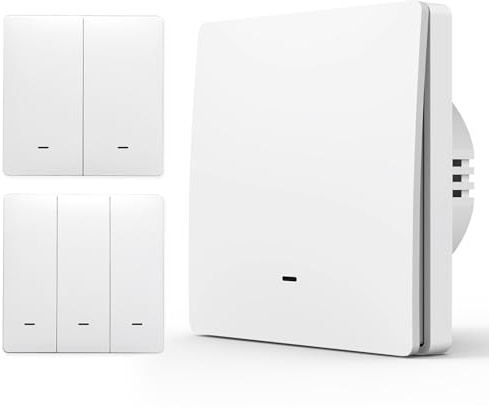 interruptor inteligente wifi, 86mm Interruptores de luz de pared, APP Control/Voice Control/Timer/Remote Access, Interruptor Pared Alexa, Tuya/Smart Life, Conductor Neutro Necesario - 1 Gang