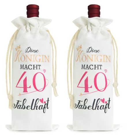 IwIeIaIrI 2 Stück Wein Tasche Geschenke zum 40. Geburtstag für Frauen Männer,40er Geburtstagsgeschenk Weinflasche Geschenkverpackung Geldgeschenkefür Frauen ab 40 Jahre,1985 Flaschentüten Deko