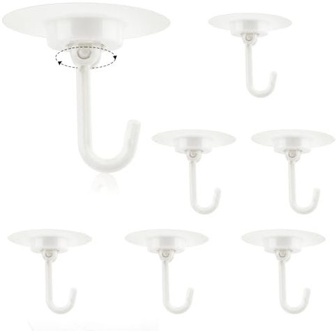 6 Stück Haken Selbstklebend,360°Drehbar Deckenhaken Selbstklebende,Wandhaken Selbstklebend,Haken Ohne Bohren,Wasserdicht Transparent Klebehaken Decke,Selbstklebende Haken für Küche,Bad,Büro,Decke,Wand
