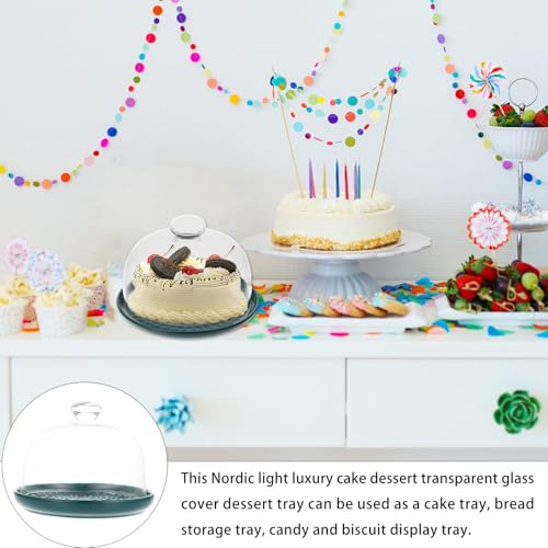 BESPORTBLE Plateau de Présentation Vert avec Couvercle Verre Assiette Dessert pour Restaurant Plateau à Pâtisserie Réutilisable et Facile à Nettoyer