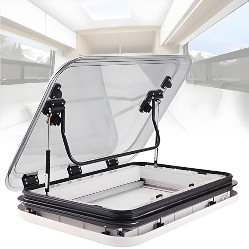 Botola per finestra da tetto per camper e roulotte con luce a LED, lucernario a LED per camper e roulotte con taglio da 500/700/800 x 500 mm, grande lucernario per camper e roulotte 19.7x19.7Inch