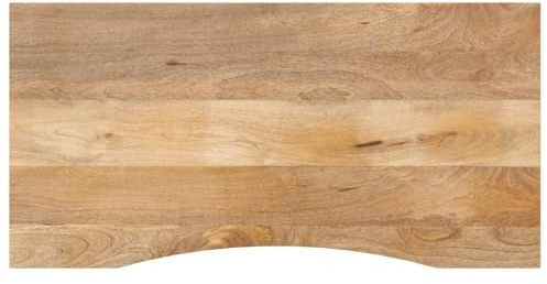 ULUYYUC Tavolo 120 x 60 x 2,5 cm in legno di mango massello con rientranza in legno rustico, piano da scrivania per ufficio, sala da pranzo, soggiorno e area di lavoro