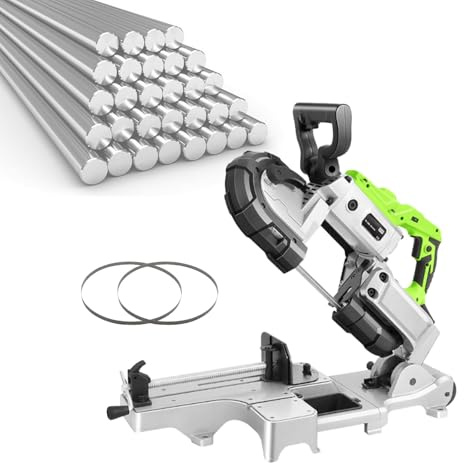 Portable Band Saw 1100w Dual Mode Metal Cutting Tool Handheld Electric Band Saw with Stand for Steel Aluminum PVC Pipe Stainless Steel Workshop Jobsite LED Light Velocity