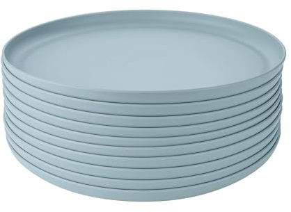 GRÄWE Linea Teller-Set 10-teilig, Kunststoff, Ø 25 cm, hellblau matt | Leicht und robust, stapelbar, mikrowellengeeignet, spülmaschinengeeignet bis 50 °C, Camping, Picknick und Outdoor