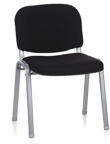 hjh OFFICE 704100 Besucherstuhl XT 600 Stoff Schwarz/Silber Konferenzstuhl gepolstert, stapelbar