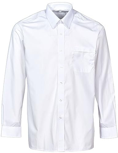 Mens Classic Long Sleeve Easy Care Formal Shirts Size 14.5 to 22 (17.5, White)