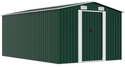 vidaXL Casetta da Giardino 257x392x181 cm in Metallo Verde