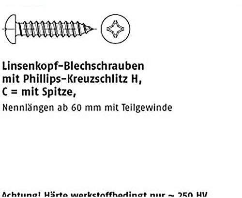 Viti per lamiera ISO 7049 A 2 3,9 X 16 C H A 2 VE = K 100 pezzi