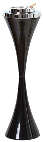 Cendrier sur pied avec couvercle coupe-vent pour terrasse Noir