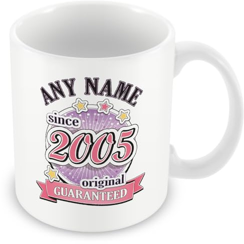 MUGGZ Original 2005 (Age 21) Personalised Mug - Customised 21st Birthday Gift - Add Name - Pink