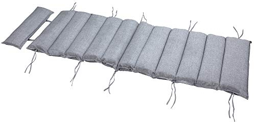 Detex Cojín con Almohada Gris para chaiselongue Acolchada para Tumbona Repelente al Agua 177x58x7cm