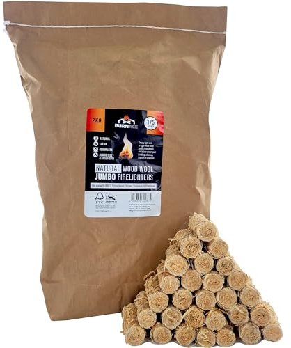 2kg Wood Wool Firelighters Natural Eco Fire Starters - Jumbo Size - Perfect for Stoves, Fires, Camping & Pizza Ovens