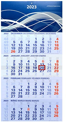 der blaue 4-Monatskalender Kompakt 2026 blauer Bürokalender großer Wandkalender