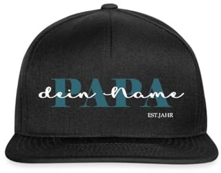 Spreadshirt Personalisierte Papa Snapback Cap mit Name & Jahr | Personalisiertes Geschenk für Papa zum Vatertag oder Geburtstag.