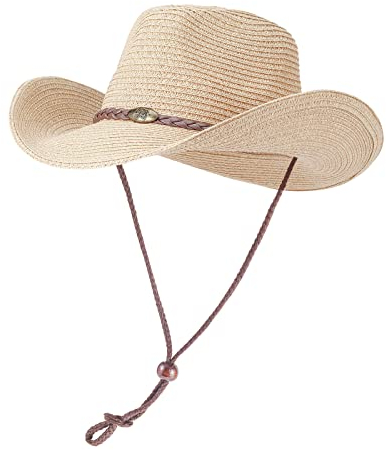 Willheoy Cowboyhut Strohhut Damen Herren Sonnenhut Sommer Strandhut Westernhut Panama Hut Unisex Cowboy Hut Faltbar Strohhut Krempe Sommerhut