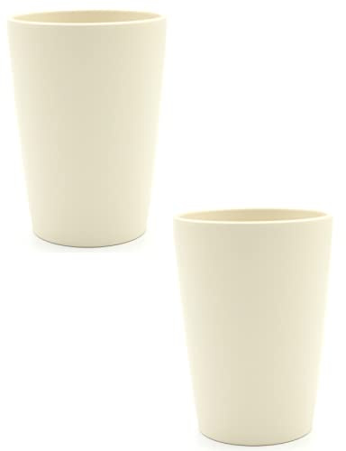 Magu 2 Nachhaltiger Biopolymer Becher (6 Farben) Farbe: naturweiß 100% Erdölfrei | Robust und Nachhaltig | Kunststoff Trinkbecher oder Zahnputzbecher | 2er Set weiß