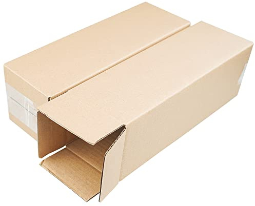 PACK4YA 380 × 75 × 75 mm långa korrugerade kartonglådor Royal Mail små paket postlådor för att publicera brun postlåda för småföretag, lagring eller gåva (10 delar)