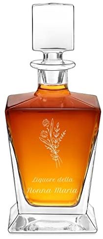 Maverton decanter per whisky in vetro 800 ml - Caraffa da whisky - Incisione personalizzata - Bottiglia per il whisky in cristallo - per il compleanno donna - per lei - Liquore