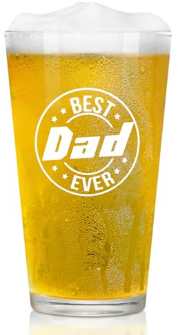 Joymaking Beer Glass for Dad - Best Father Ever 15oz Pint Glass - Christmas and Birthday Gifts for Men