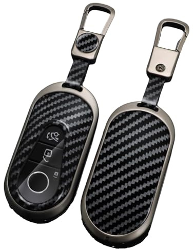 OTMIK Etuis pour Porte Clés de Voiture en Alliage de zinc et fibre de Carbone pour Mercedes-Benz Classe C Classe S W206 W223 C260 S350 S400 Accessoires pour Porte Clés (Noir)
