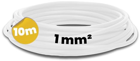 Kalitec 10m H05V-K 1 mm² Weiß Verdrahtungsleitung - Flexible Aderleitung | PVC Einzelader Litze 1mm2 - Feindrähtiger Schaltdraht für Schaltschrank - Flammwidrige Einzelleitung - Geprüfte HAR Qualität