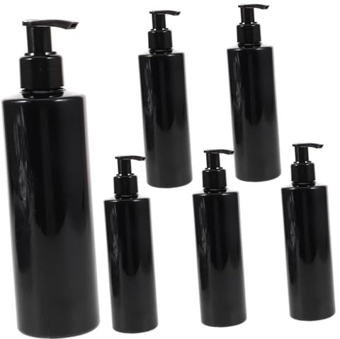 FELTECHELECTR 6 Stück Pumpflaschen Kunststoff 250ml Schwarz Plus Verschiedene Köpfe Druckpumpe Nachfüllflasche Für Seife Lotion Zuhause