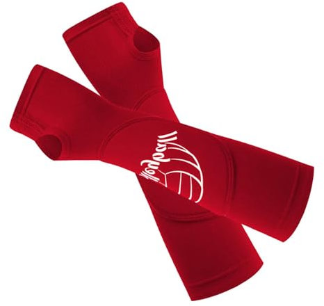 Harilla Manguitos de Voleibol, Manguitos de Antebrazo para Pasar Y Golpear con Almohadillas Protectoras Y Orificio para El Pulgar, Manguitos de Voleibol Acolc, Rojo, S M