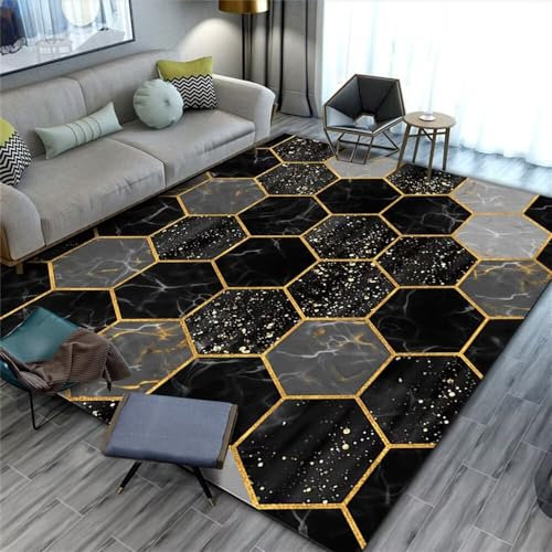 Sofa Teppiche Schöner Gemusterter Teppich, Maschinenwaschbarer Teppich, Wohnzimmer, Schlafzimmer Für Erwachsene Schlafzimmers Kinderteppich Teppichs Schlafzimme 120X180Cm Schwarz Esszimmer Teppich