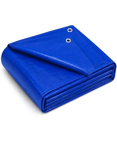 Blue Heavy Duty Tarpaulin Waterproof Cover Tarp Ground Camping Sheet Tent (4x4m)