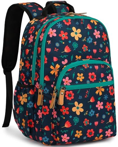 Leaper Borsa da viaggio con zaino floreale resistente all'acqua, Blu scuro-floreale, Large, Zaini Tradizionali