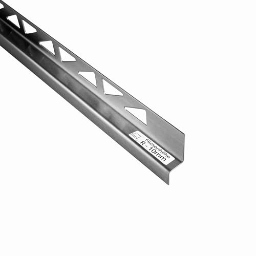Dusch-/Wand-/Keilprofil Gefälleprofil gebürstet 10mm Typ 3 - Rechts - 200cm | Für bodengleiche Duschen mit sauberem Gefälleabschluss, 10mm Profilhöhe, Typ 3 Rechts, 200cm, Edelstahl, gebürstet, silber